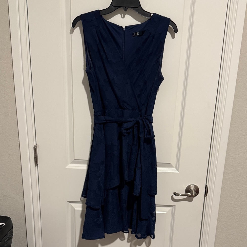 Leslie Fay Midnight Blue Wrap Mini Dress